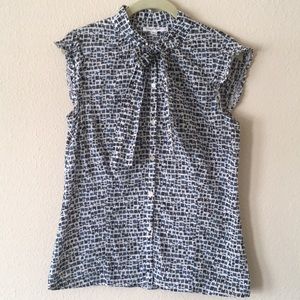 Calvin Klein geometric top with tie detail